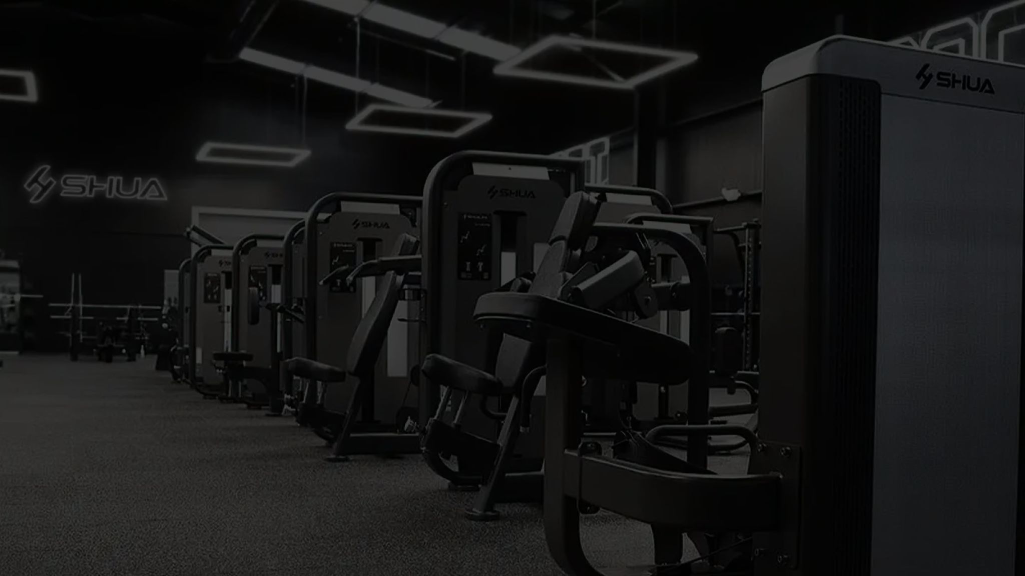 Krafttraining an SHUA Fitnessgeräten im Studio.