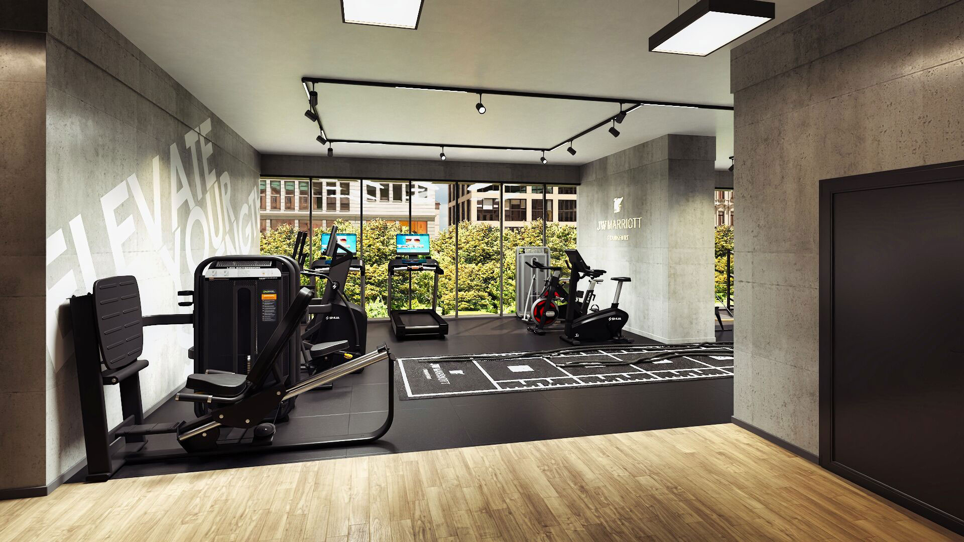 Geräteauswahl in Perform365 x SHUA Hotel Gym für ein optimales Trainingserlebnis.
