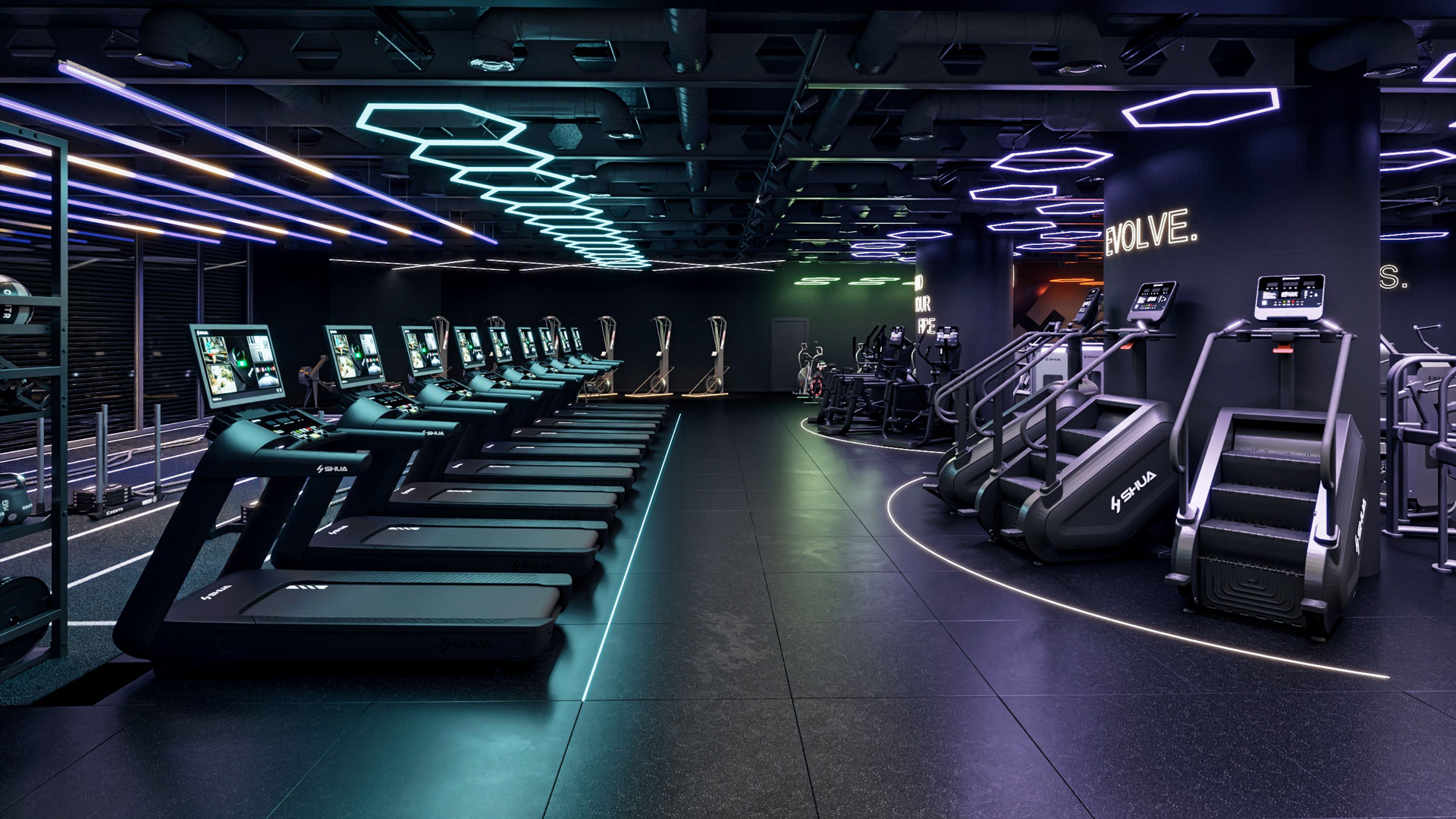 Kraft- und Cardio-Geräte in Perform365 x SHUA Performance Gym.