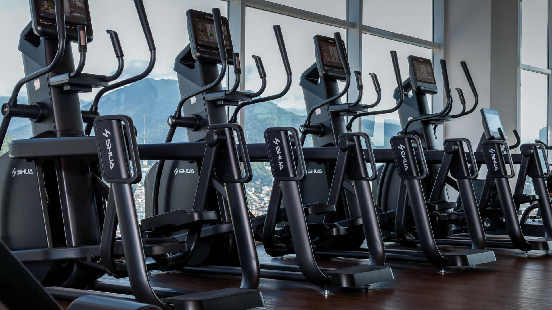 Cardiotraining auf SHUA Elliptical-Geräten im Studio.